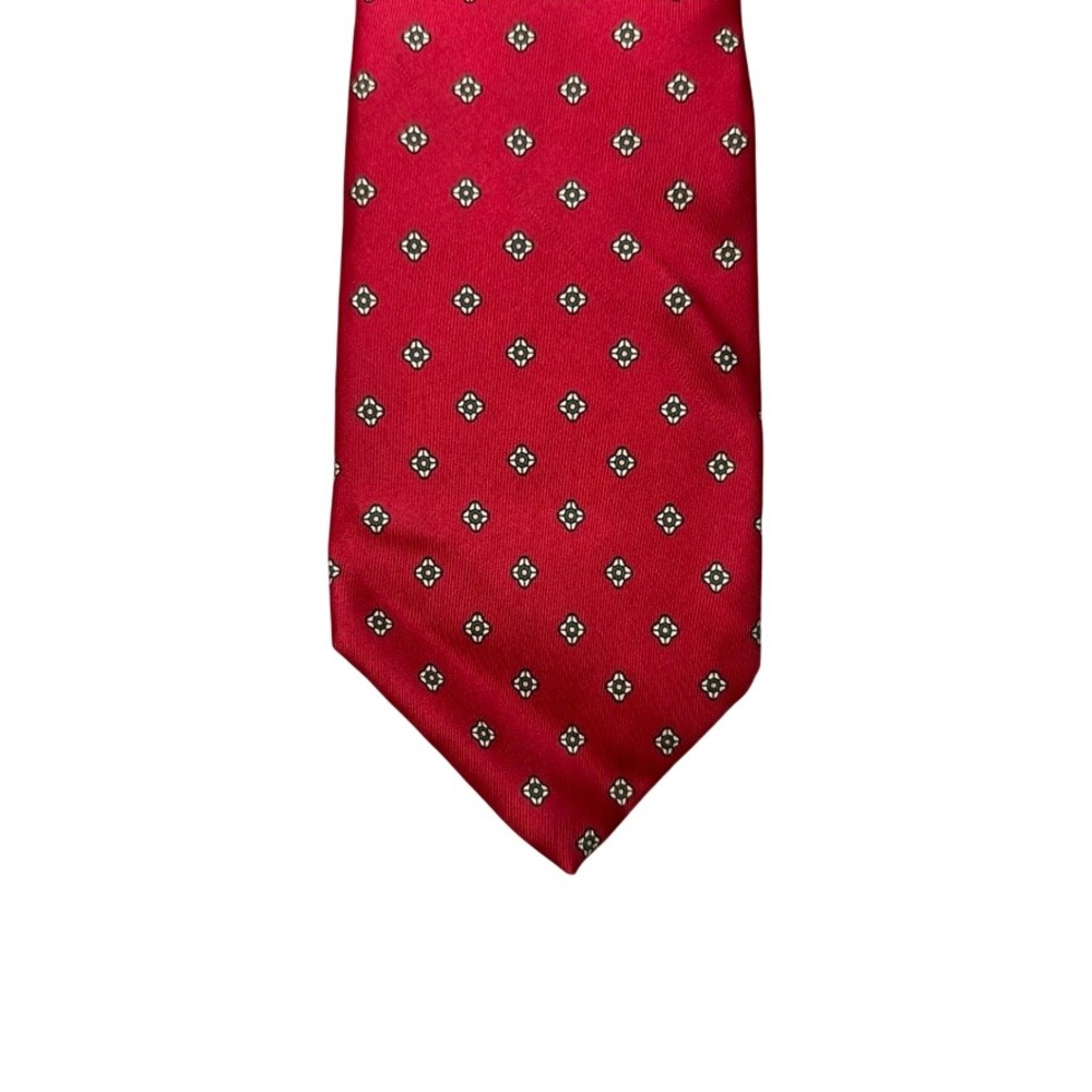 Damon Mens Extra Long Tie Red Geometric Medallion Silk Blend Union Made XL 60in